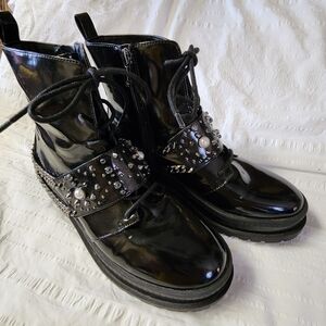 Jessica Simpson Black Patent Studded Boots